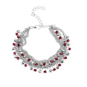 Paparazzi jewelry  red silver bracelet